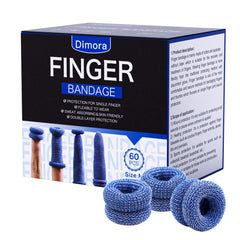 Dimora finger cots 60-pack medium blue protect fingertips during wound care.