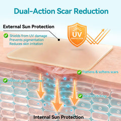 Dimora scar sheets conforming along curved skin for secure wear