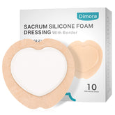 Dimora sacrum foam dressing 7x7 with silicone border absorbs drainage and protects the wound.