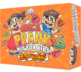 DIMROM prank kit box open, displaying a colorful mix of gag items for family fun