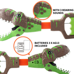 DINOBROS dinosaur toy includes batteries for instant play.