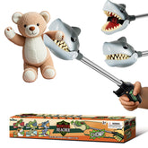 DINOBROS Shark Toy Pincher grabber head closeup highlights realistic teeth for imaginative play.