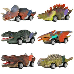 Dinobros six-pack T-Rex pull-back car ready for fast action and backyard race play.