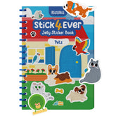 DINO MINI Stick4Ever jelly sticker book cover with durable spiral binding for travel.