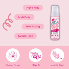 Dippity Do mousse being applied to hair for air-dried curl definition