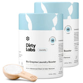 Dirty Labs bio-laundry-booster bottle pour demonstrates concentrated stain-fighting action.