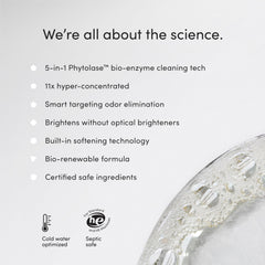 Phytolase enzyme action visual represents stain and odor targeting by Dirty Labs technology.