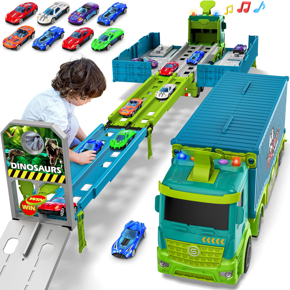 Diuerma carrier truck race track foldable 3-layer for engaging imaginative play.