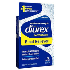 Diurex max-strength bloat relief caplet provides potent support for bloating discomfort.