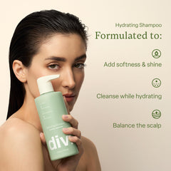 Divi Hydrating Conditioner bottle smoothing and nourishing thicker strands.