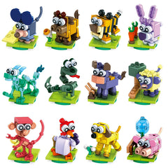 DIYDEC Easter animals building blocks set with 12 pieces for egg hunts and party favors.
