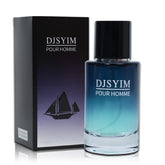 DJSYIM men's eau de toilette bottle close-up with fresh apple scent for daily wear.