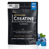 DLNIA Creatine Monohydrate Gummies bottle for convenient pre-workout energy in blueberry flavor.