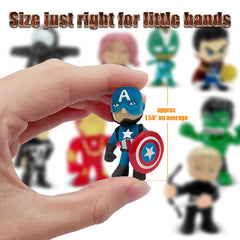 DLOCVN mini superhero figures—closeup of vibrant costumes for kids.