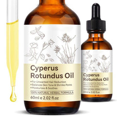 DLOMFVFQ Cyperus Rotundus Oil bottle front showing natural hair reduction formula.