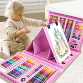 DLUCKY 208-piece art kit with a double-sided easel for flexible drawing
