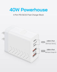 Dmiosw 40W four-port charger top view highlighting slim profile for home