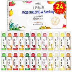 DMSKY lip balm bulk set showing all 12 flavors for everyday lip care
