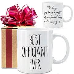 Dnuiyses wedding officiant mug front view with dual messages and vibrant print for daily use