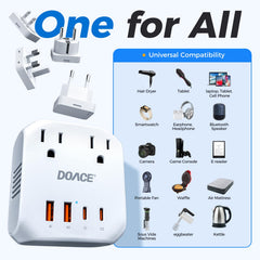 DOACE 4 USB ports and 2 PD/QC ports enable multi-device charging.