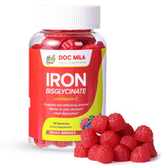 Doc Mila iron bisglycinate gummy 25mg for gentle daily iron intake.