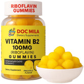 Doc Mila Vitamin B2 gummies bottle for convenient daily supplementation.
