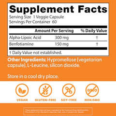Doctor's Best benfotiamine-ala closeup highlights vegan formula for energy-supporting metabolism.