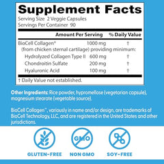 Doctor's Best BioCell Collagen II label emphasizing patented composition.