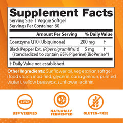 Front label of Doctor's Best CoQ10 shows non-GMO and soy-free features.