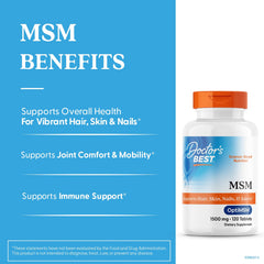 Doctor's Best MSM bottle pouring tablets for easy daily use