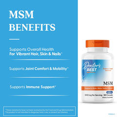 Doctor's Best MSM capsules texture close-up indicating easy daily use