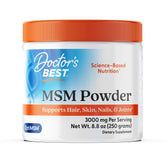 Doctor's Best MSM powder bottle with OptiMSM for joints and skin support.
