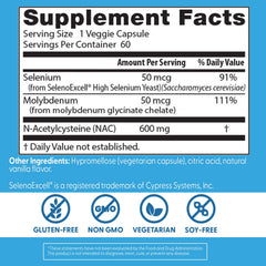 Doctor's Best NAC Detox Regulators ingredient blend showing selenium and molybdenum