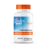 Doctor's Best nattokinase 2000 fu bottle highlighting label and circulation-support enzyme.