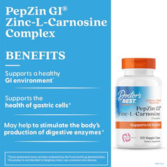 PepZin GI label detail showing zinc-L-carnosine formula