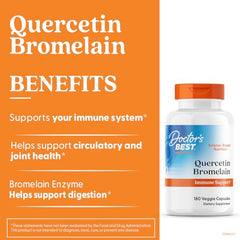 Doctor's Best Quercetin Bromelain ingredients label with quercetin and bromelain details
