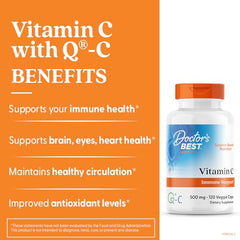 Doctor's BEST Vitamin C veggie capsules highlight vegan antioxidant support.