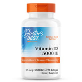 Doctor's Best Vitamin D3 bottle being poured for daily intake.