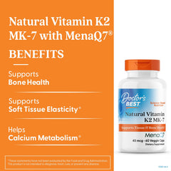 Doctor's Best Vitamin K2 MK-7 capsules close-up showing easy daily supplement