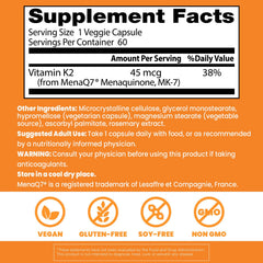MenaQ7 label on Doctor's Best bottle highlights high-bioavailability vitamin K2 MK-7