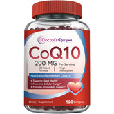 Doctor's Recipes CoQ10 bottle with olive oil boosts absorption for daily energy support.