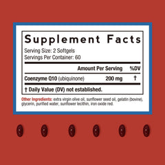 Closeup of Doctor's Recipes CoQ10 softgels for easy daily energy support.