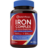 Doctor's Recipes Iron Complex bottle front, highlighting 65 mg iron and vegan vitamins