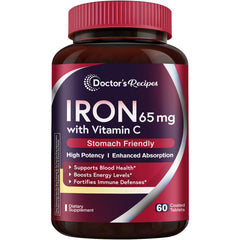 Doctor's Recipes iron-tablet-high-potency demonstrates strong absorption for daily energy support.