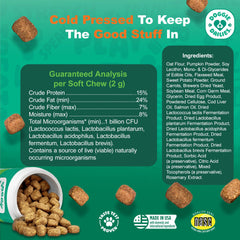 Doggie Dailies Probiotics palatability test image shows dogs enjoying the chews