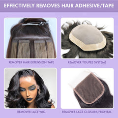 Dolahair Glue Remover Skin Safe Formula highlights gentle, non toxic ingredients for sensitive scalps.
