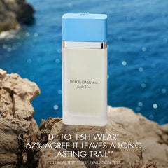 Dolce & Gabbana Light Blue travel spray label showing fragrance details.