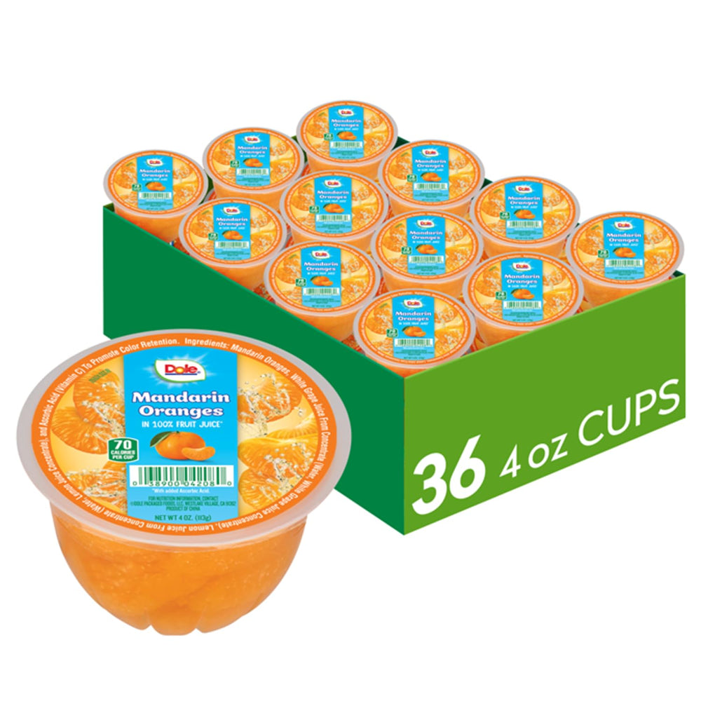 Dole Mandarin Oranges in 100% Juice close-up in a 4oz cup