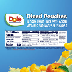 Dole Fruit Bowls peaches close-up, no prep needed for quick school lunch.