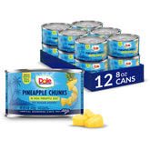 Dole Pineapple Chunks in can label showing 100% pineapple juice.